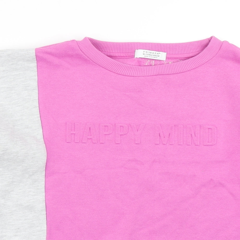 Primark Girls Pink Colourblock  Pullover Sweatshirt Size 10-11 Years  - Cropped