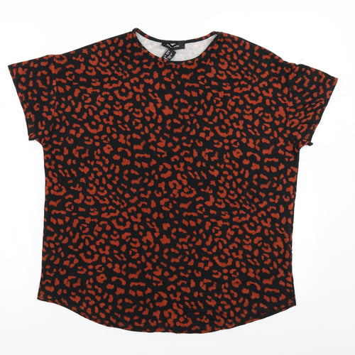New Look Womens Brown Animal Print  Basic T-Shirt Size 8