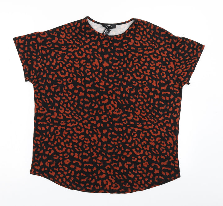 New Look Womens Brown Animal Print Basic T-Shirt Size 8