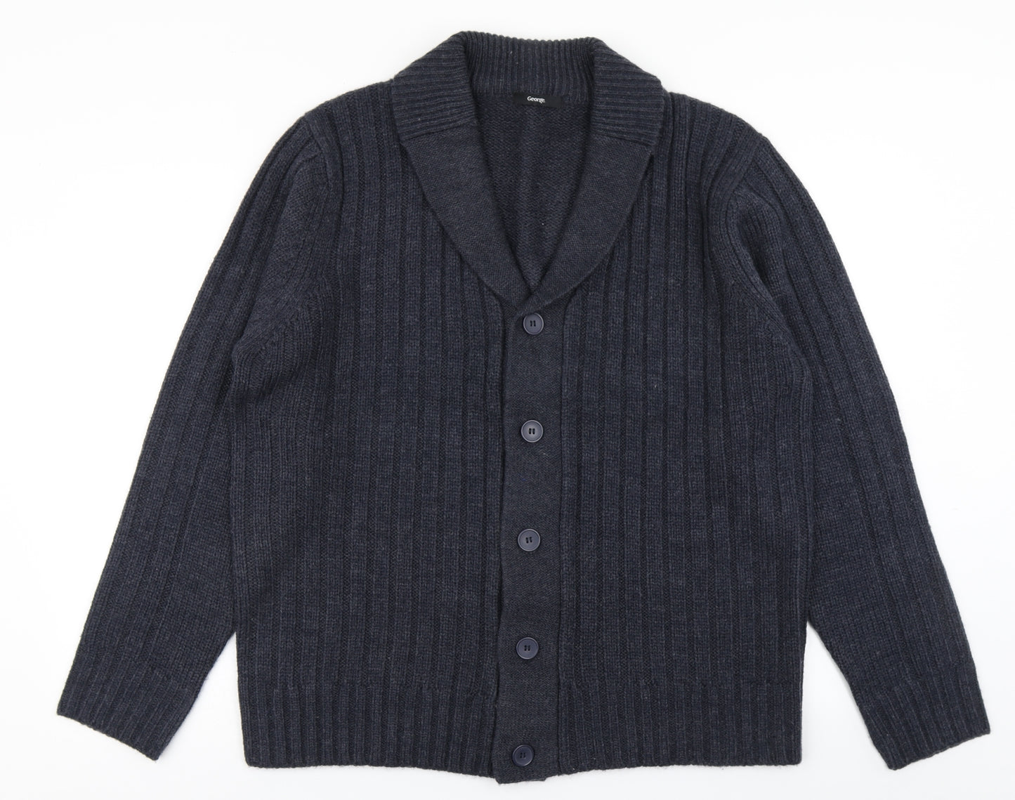 George Mens Blue  Knit Cardigan Jumper Size XL