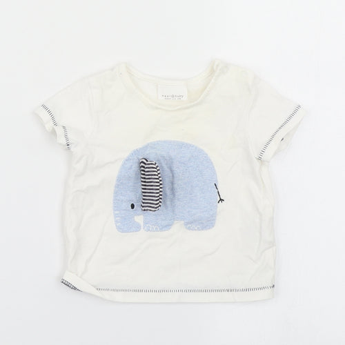 NEXT Baby White   Basic T-Shirt Size 0-3 Months  - elephant