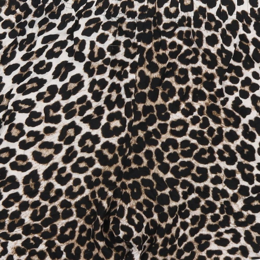 H&M Womens Brown Animal Print  Mom Shorts Size M