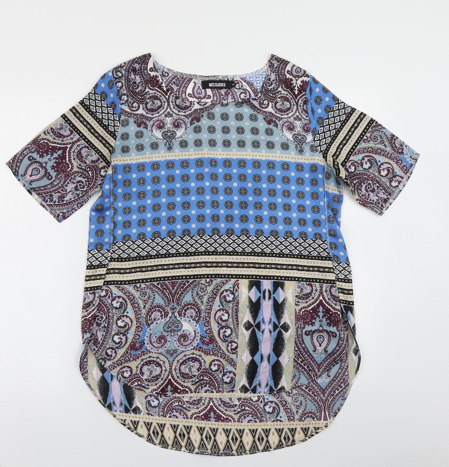 Missguided Womens Blue Paisley  Basic Blouse Size 8