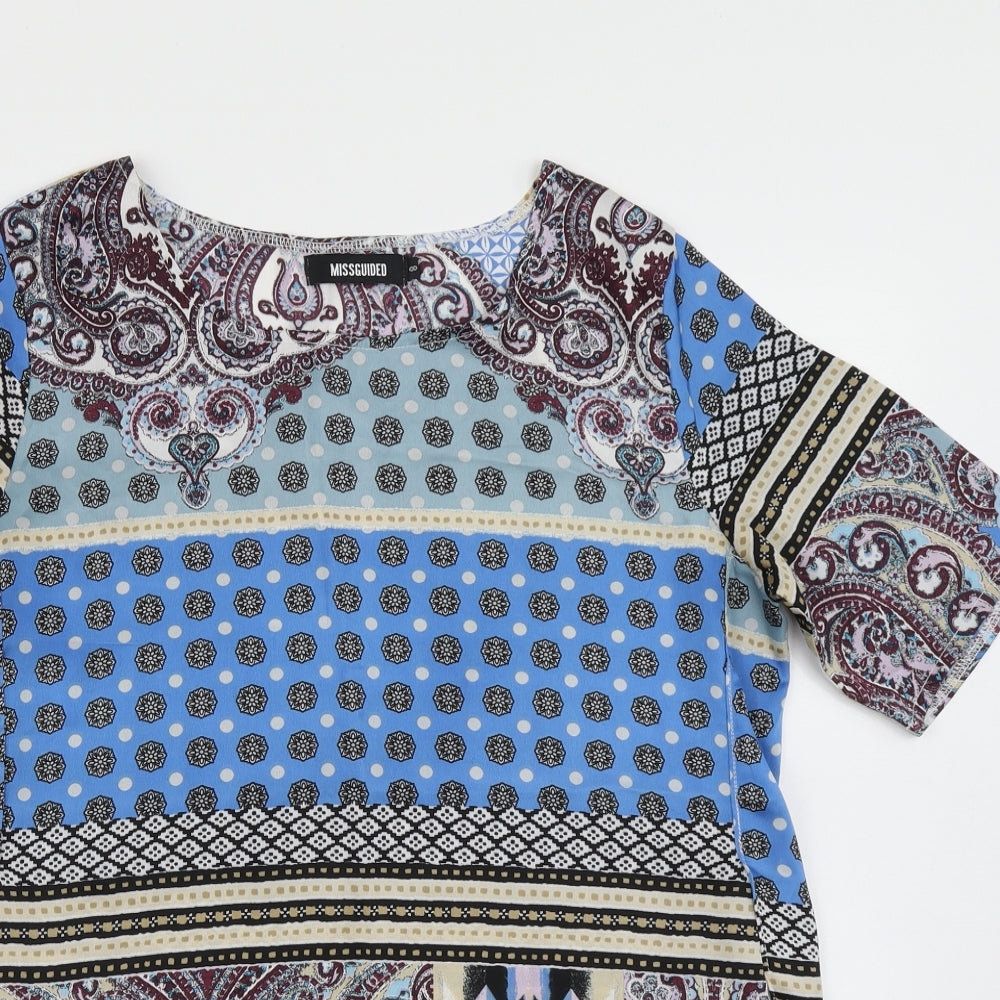 Missguided Womens Blue Paisley  Basic Blouse Size 8