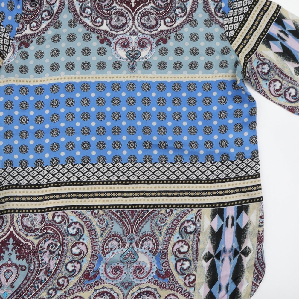 Missguided Womens Blue Paisley  Basic Blouse Size 8