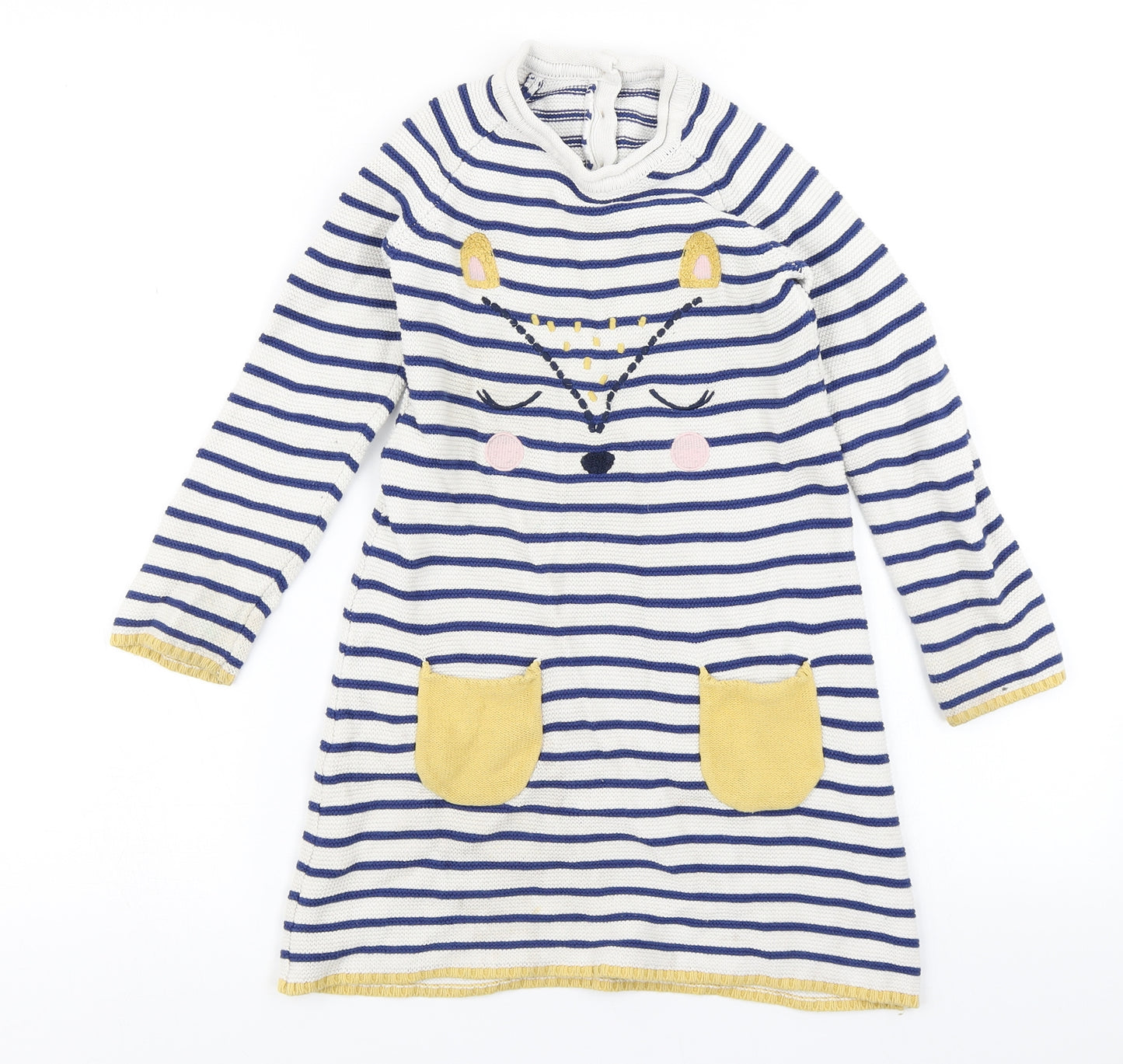 Mini Club Girls Blue Striped Knit A-Line  Size 4-5 Years