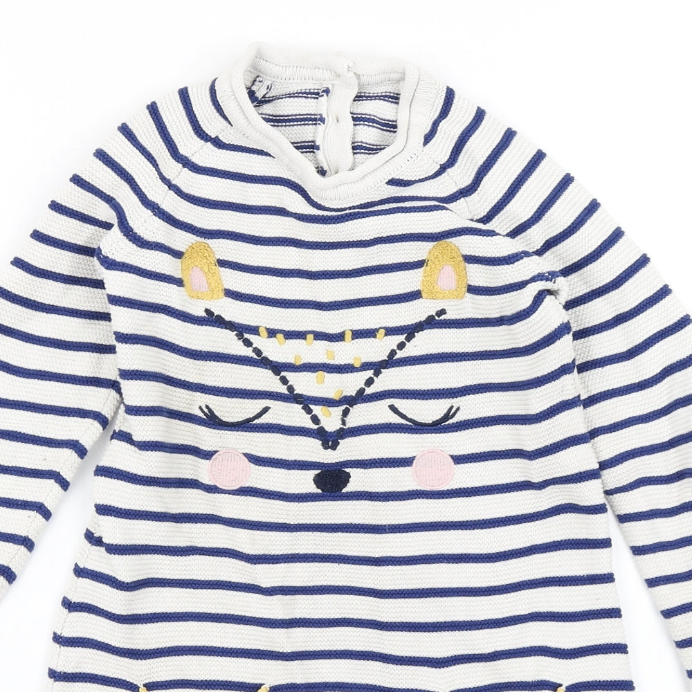 Mini Club Girls Blue Striped Knit A-Line  Size 4-5 Years