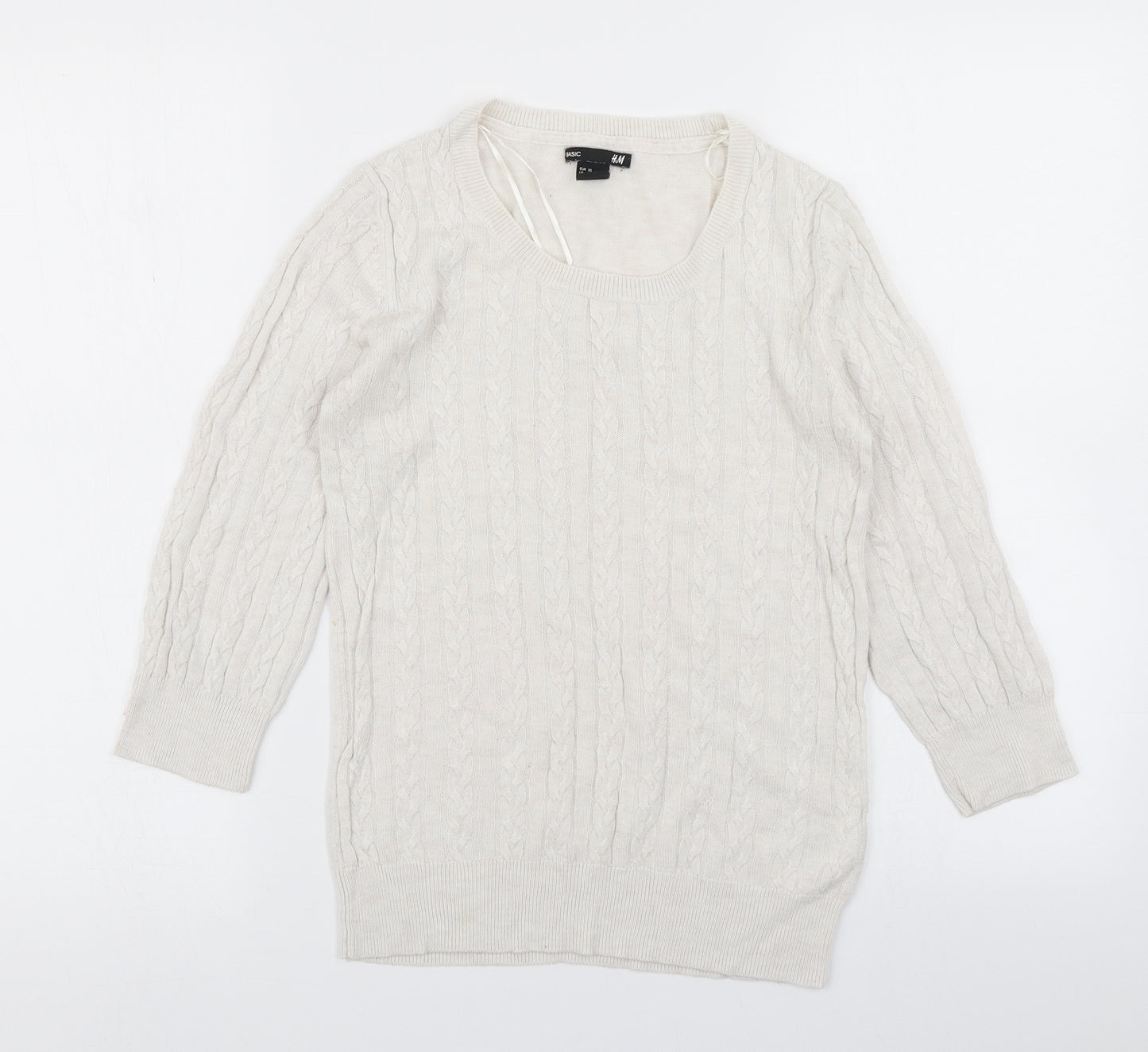 H&M Womens White  Knit Pullover Jumper Size XS