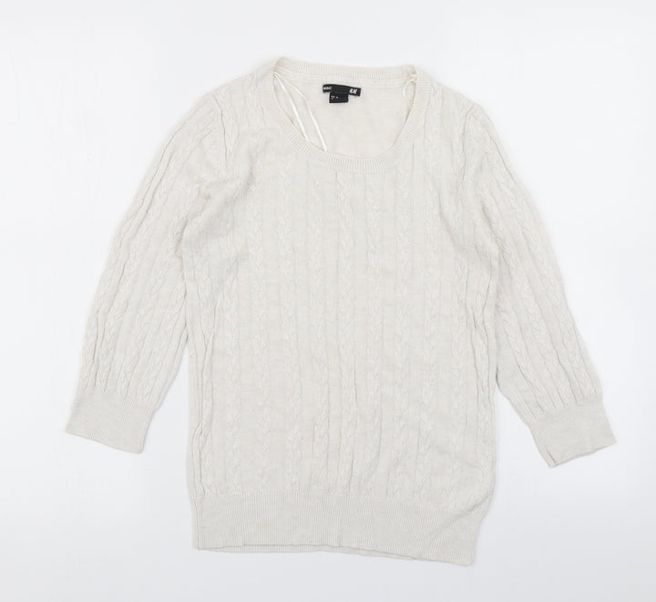 H&M Womens White  Knit Pullover Jumper Size XS