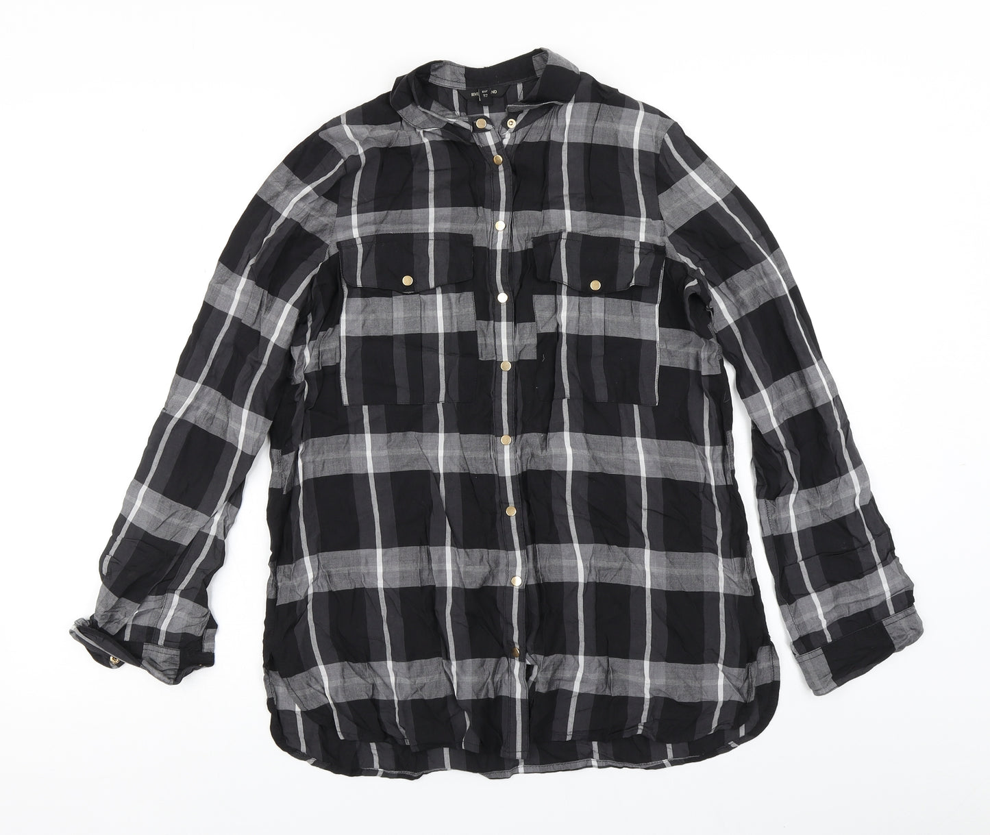 River Island Womens Black Check  Basic Blouse Size 6