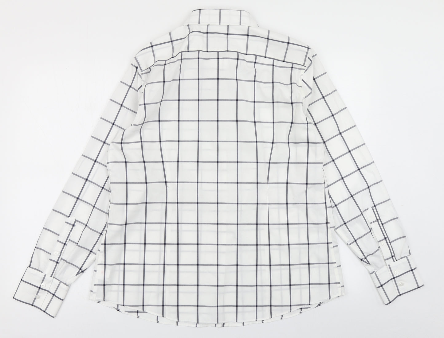 Lands' End Womens White Check  Basic Button-Up Size 14