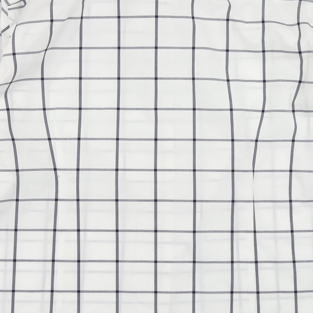 Lands' End Womens White Check  Basic Button-Up Size 14