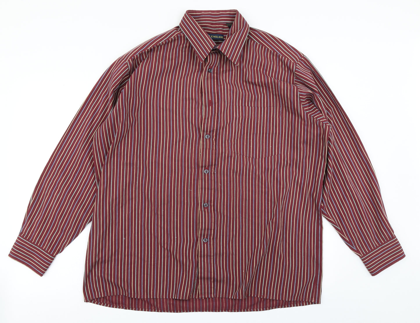 Peter England Mens Red Striped   Dress Shirt Size 16.5