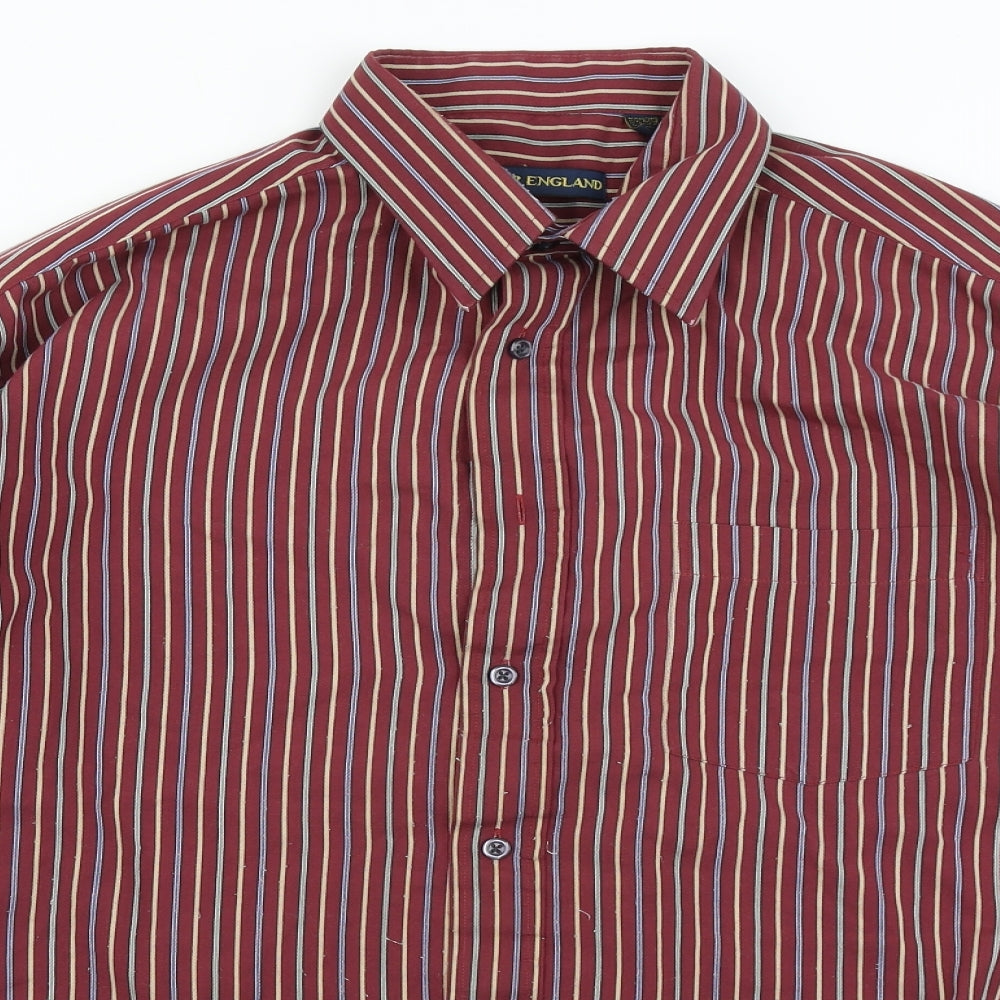 Peter England Mens Red Striped   Dress Shirt Size 16.5