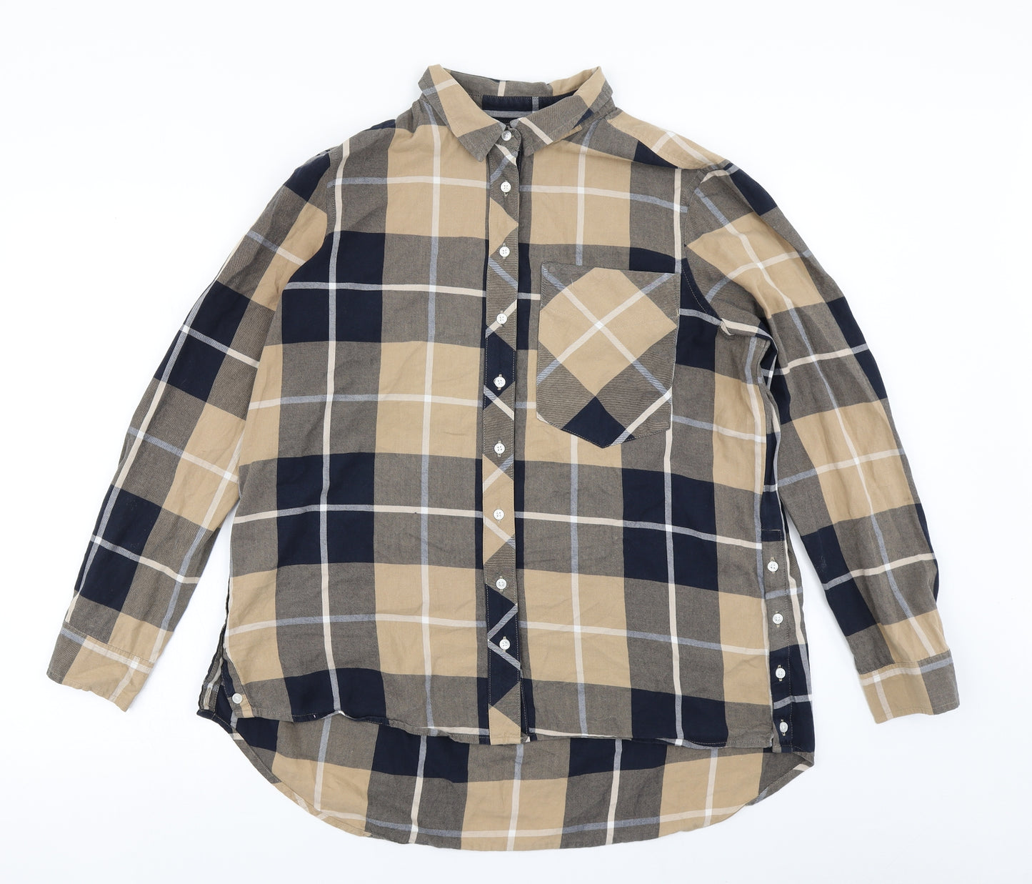 NEXT Womens Brown Plaid  Basic Button-Up Size 16