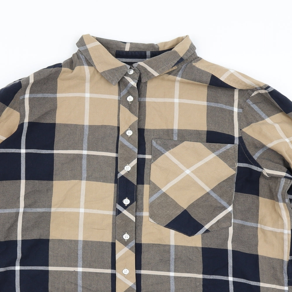 NEXT Womens Brown Plaid  Basic Button-Up Size 16