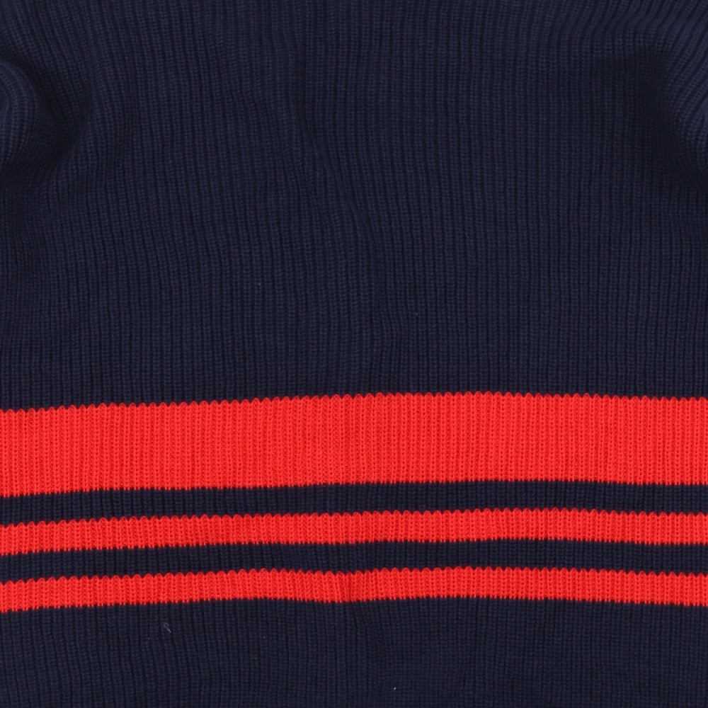 M&S Collection Mens Blue Striped Knit Cardigan Jumper Size L