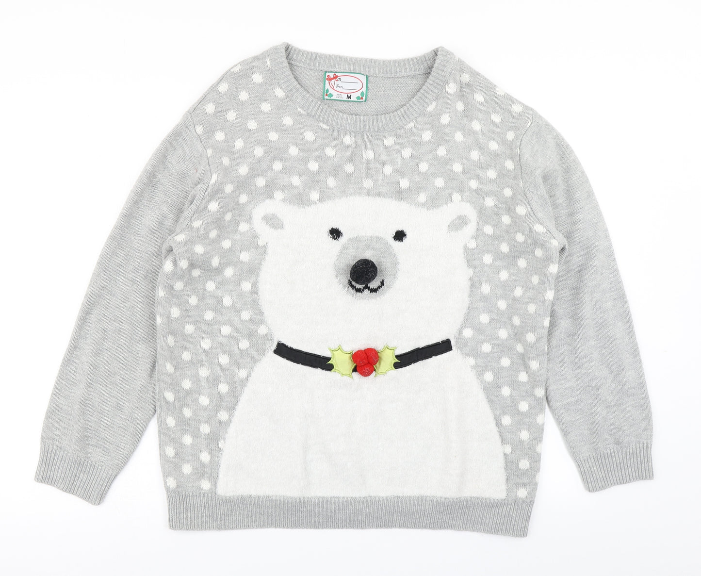 Atmosphere Womens Grey  Knit Pullover Jumper Size M  - Christmas Jumper Polar bear