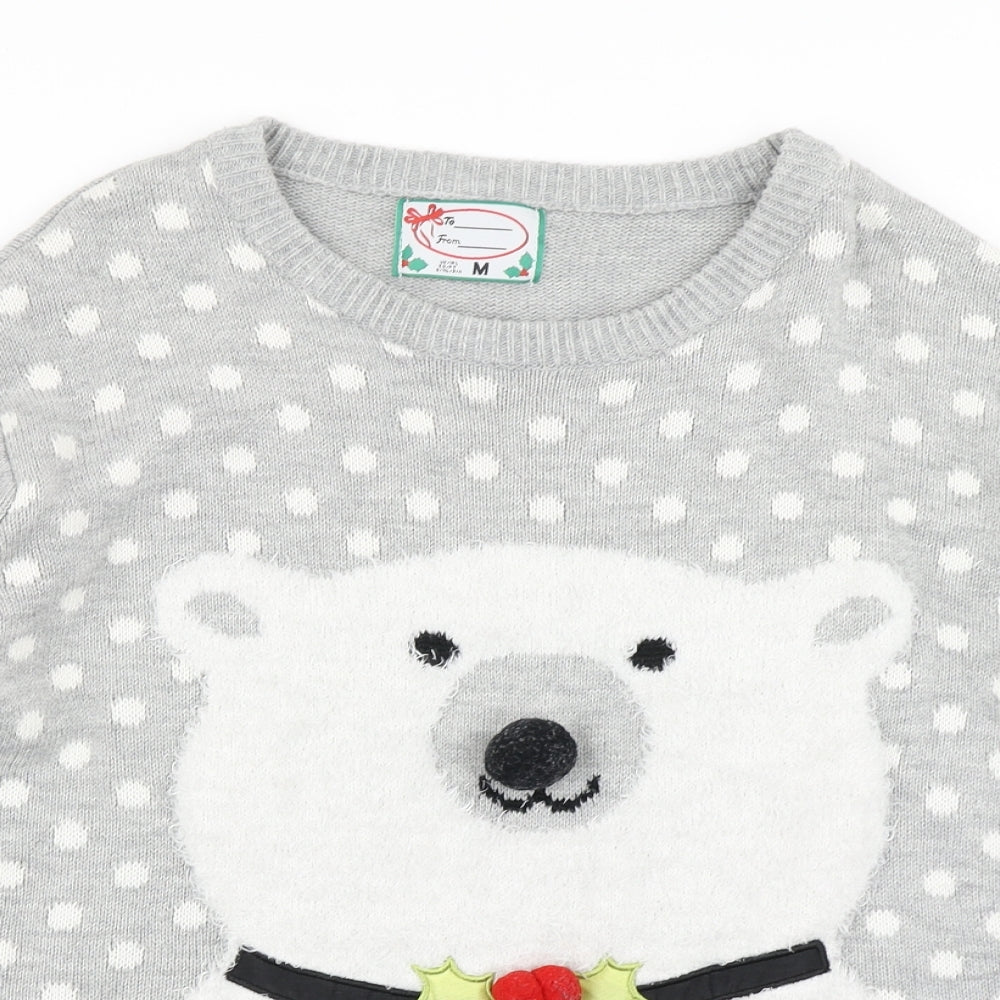 Atmosphere Womens Grey  Knit Pullover Jumper Size M  - Christmas Jumper Polar bear