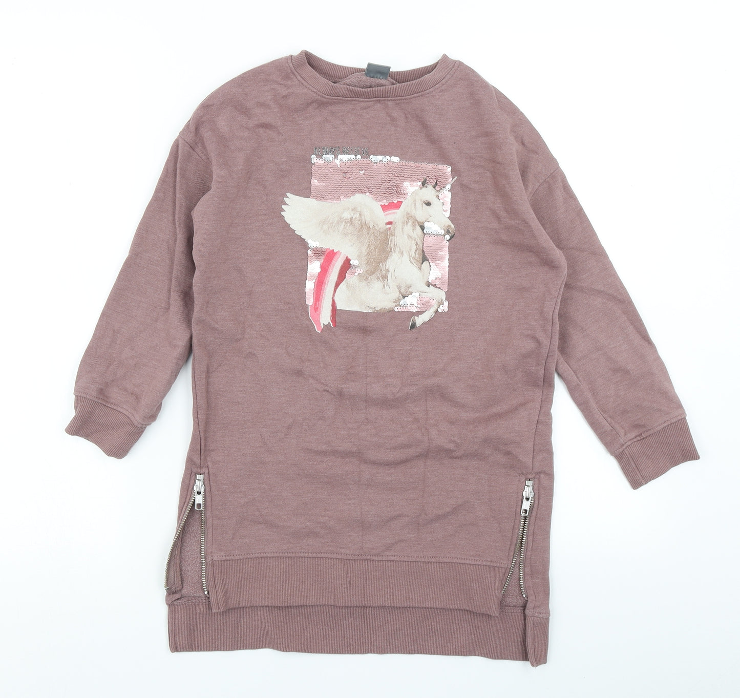 NEXT Girls Brown   Pullover Sweatshirt Size 7 Years  - Reversible sequins