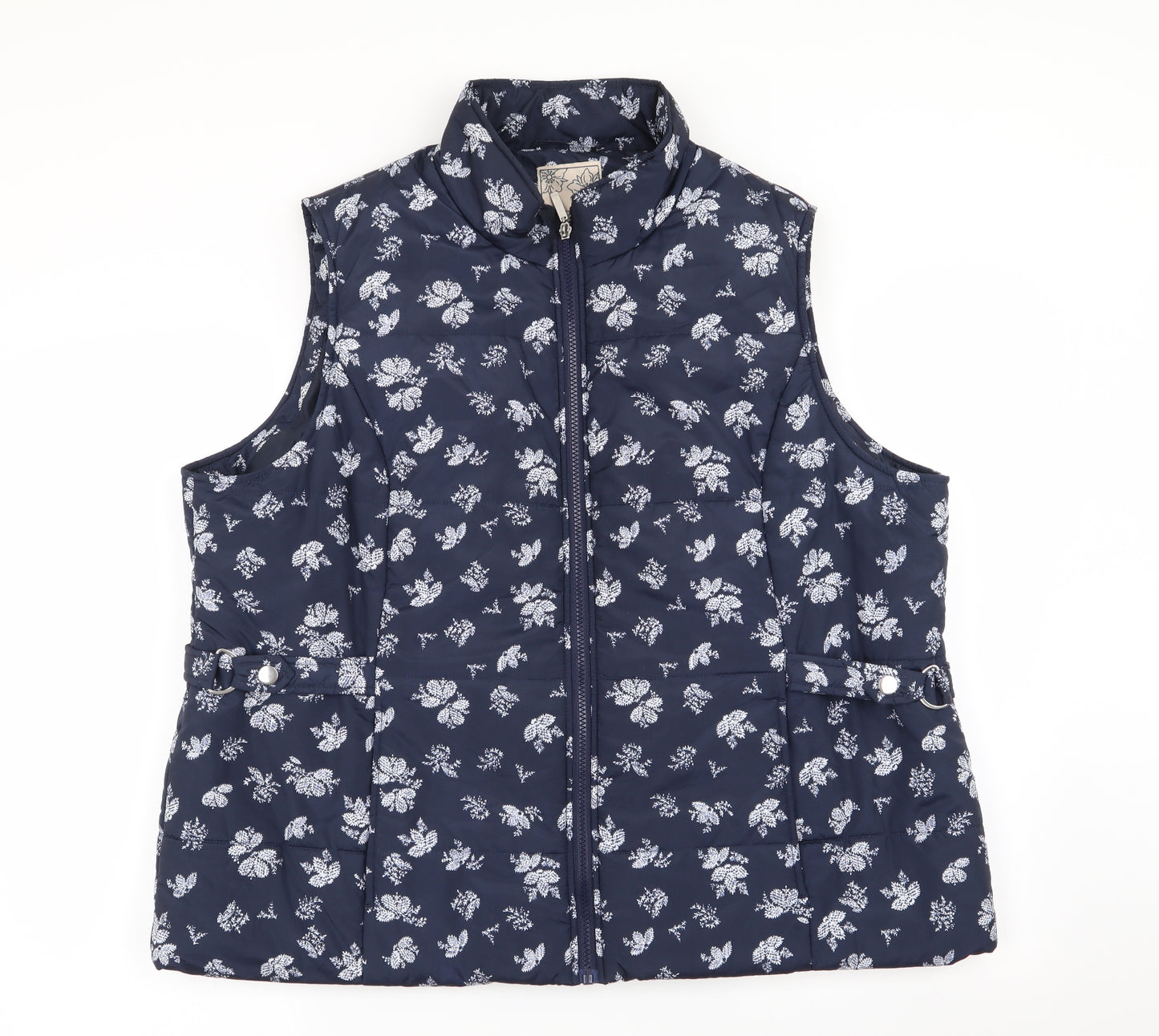 M&Co Womens Blue Floral  Gilet Coat Size 20