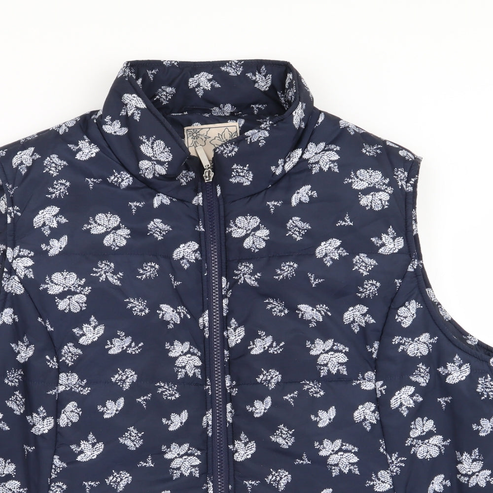 M&Co Womens Blue Floral  Gilet Coat Size 20