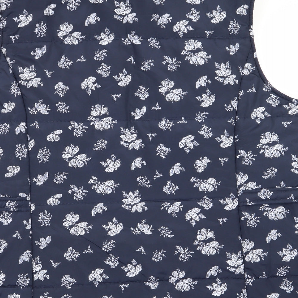 M&Co Womens Blue Floral  Gilet Coat Size 20