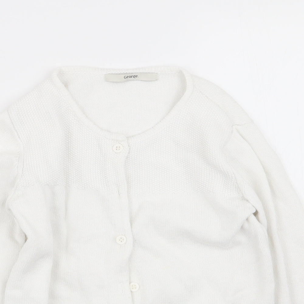 Asda George Girls White   Cardigan Jumper Size 5-6 Years