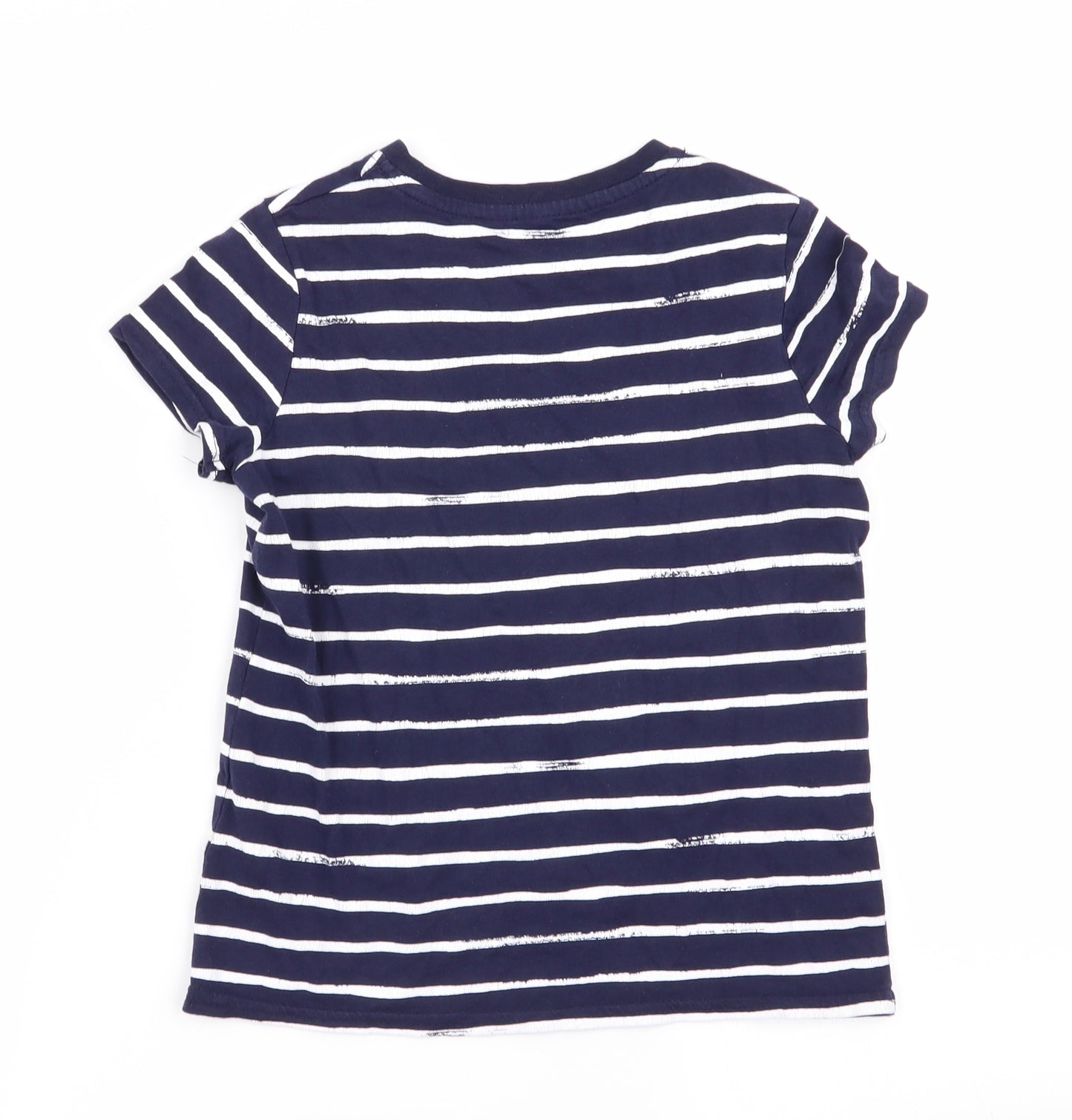 Asda George Girls Blue Striped  Basic T-Shirt Size 8-9 Years