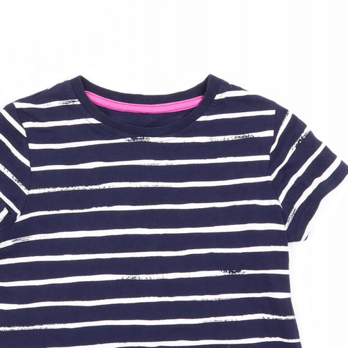 Asda George Girls Blue Striped  Basic T-Shirt Size 8-9 Years