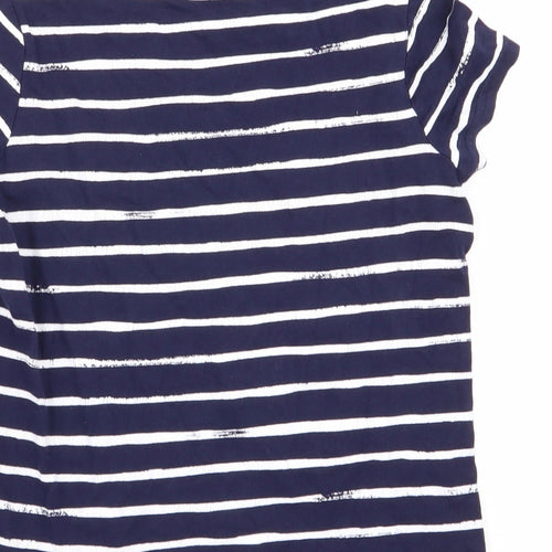 Asda George Girls Blue Striped  Basic T-Shirt Size 8-9 Years
