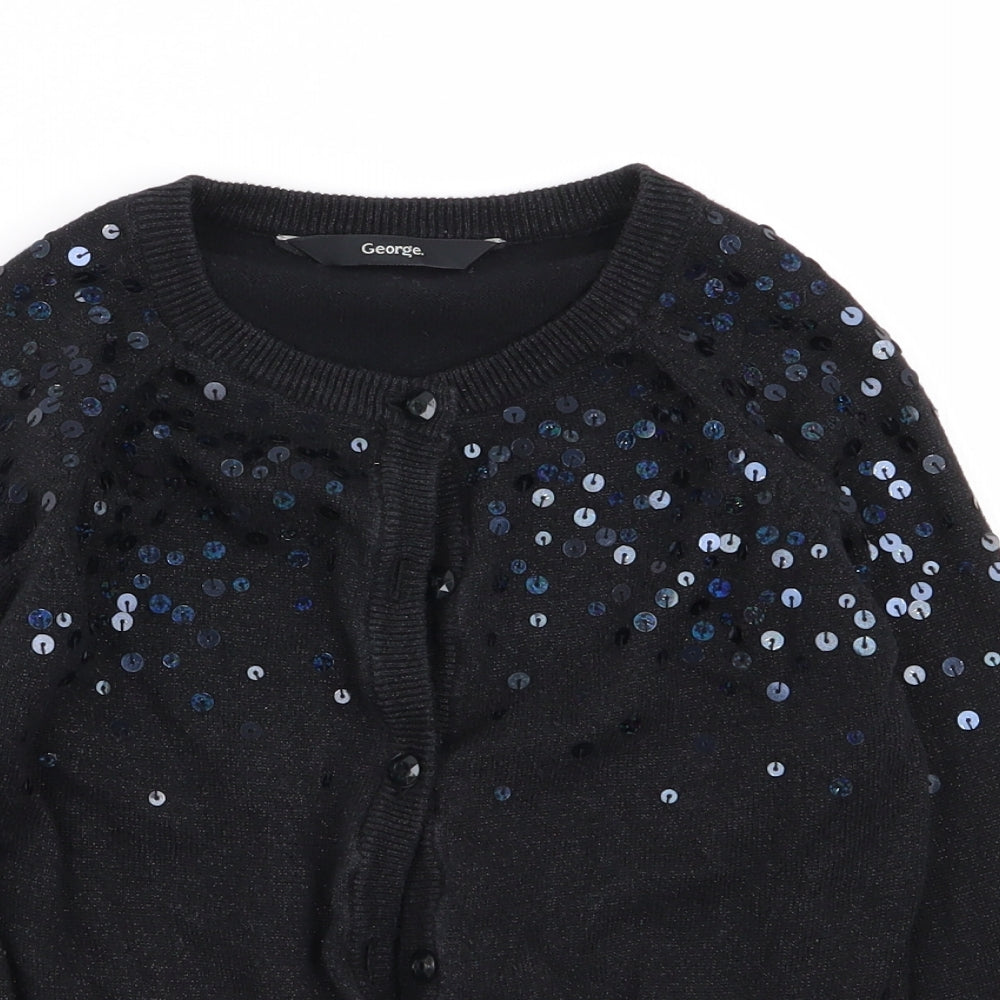 Asda George Girls Black   Cardigan Jumper Size 7-8 Years