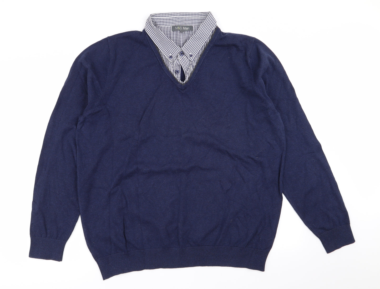 M&S Mens Blue   Pullover Jumper Size L  - shirt/jumper