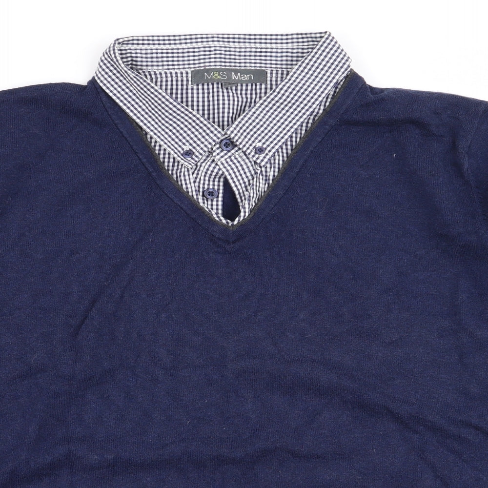 M&S Mens Blue   Pullover Jumper Size L  - shirt/jumper