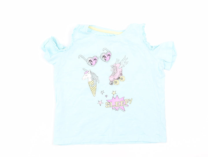 Matalan Girls Blue Solid  Top Pyjama Top Size 6 Years