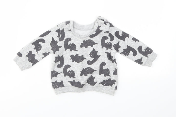 Matalan Boys Grey Animal Print  Pullover Jumper Size 0-3 Months