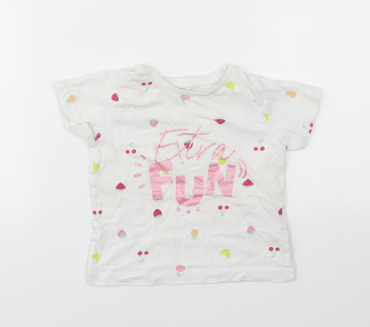 Primark Girls Multicoloured Geometric Basic T-Shirt Size 12-18 Months