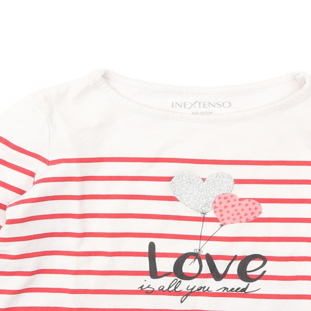INEXTENSO Girls Multicoloured Striped  Basic T-Shirt Size 4 Years