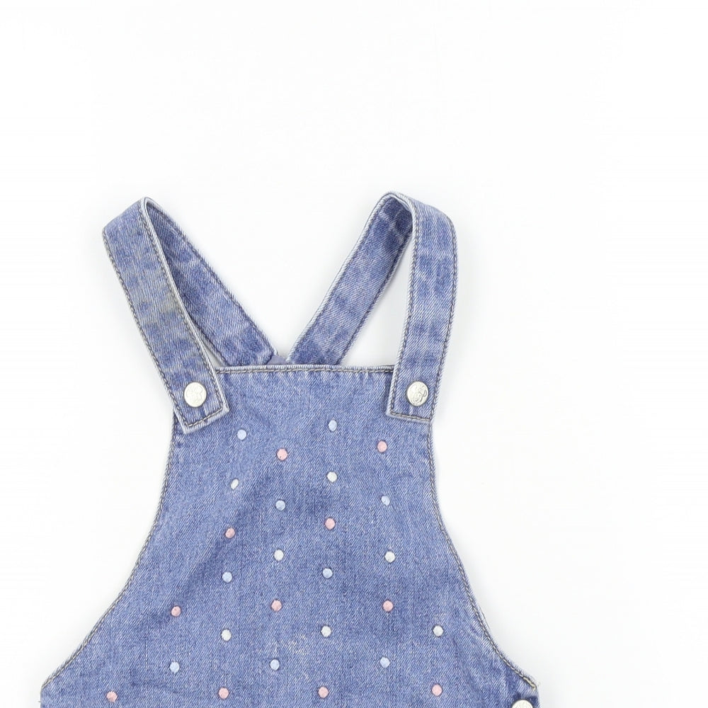 Preworn Girls Blue Colourblock  Pinafore/Dungaree Dress  Size 3-4 Years  - disney