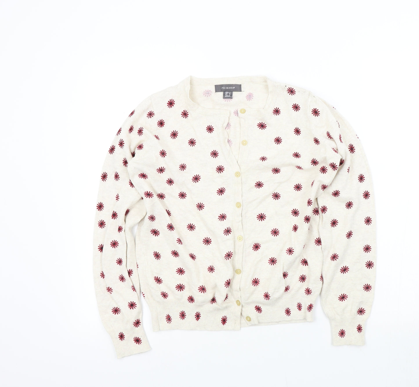 Primark Womens Beige Geometric  Cardigan Jumper Size 12