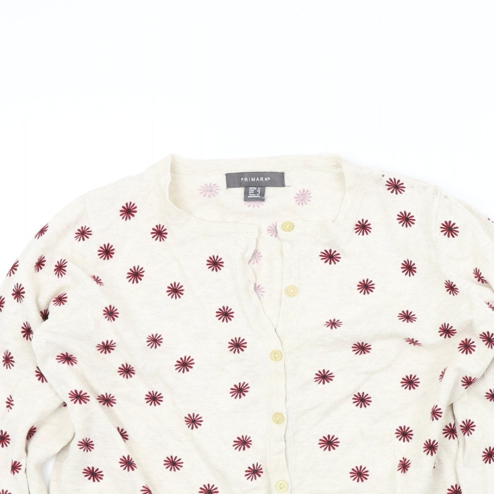 Primark Womens Beige Geometric  Cardigan Jumper Size 12