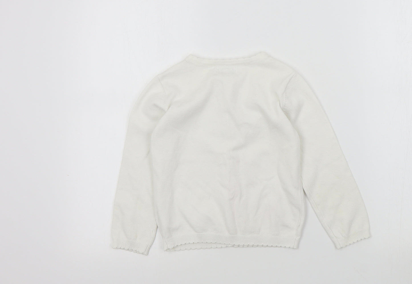 Primark Girls White Colourblock  Cardigan Jumper Size 4-5 Years