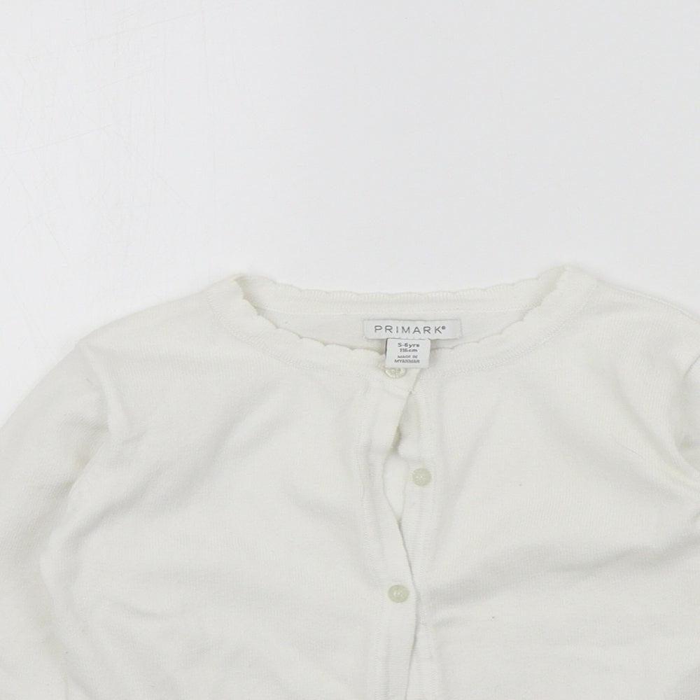 Primark Girls White Colourblock  Cardigan Jumper Size 4-5 Years