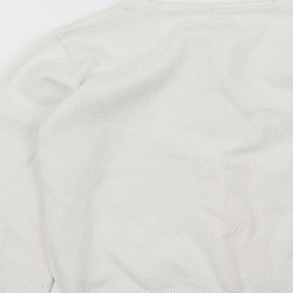 Primark Girls White Colourblock  Cardigan Jumper Size 4-5 Years