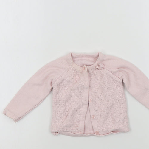 Nutmeg Girls Pink Colourblock  Cardigan Jumper Size 3-6 Months