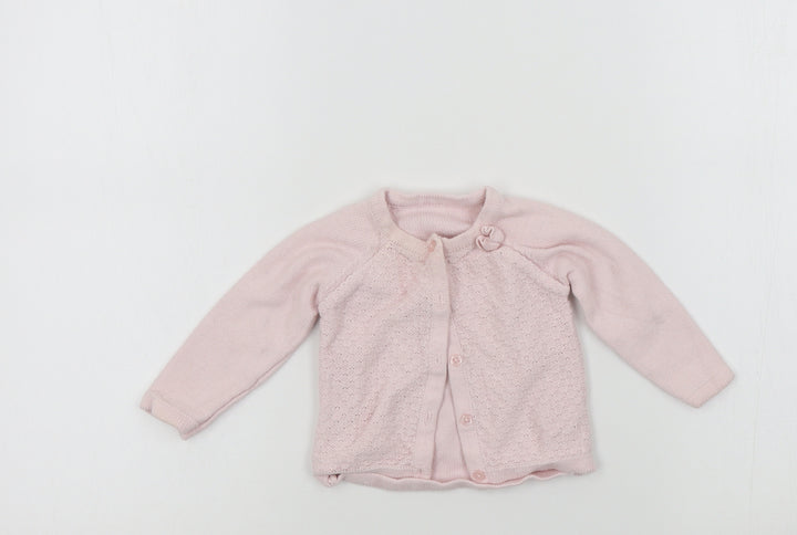 Nutmeg Girls Pink Colourblock  Cardigan Jumper Size 3-6 Months