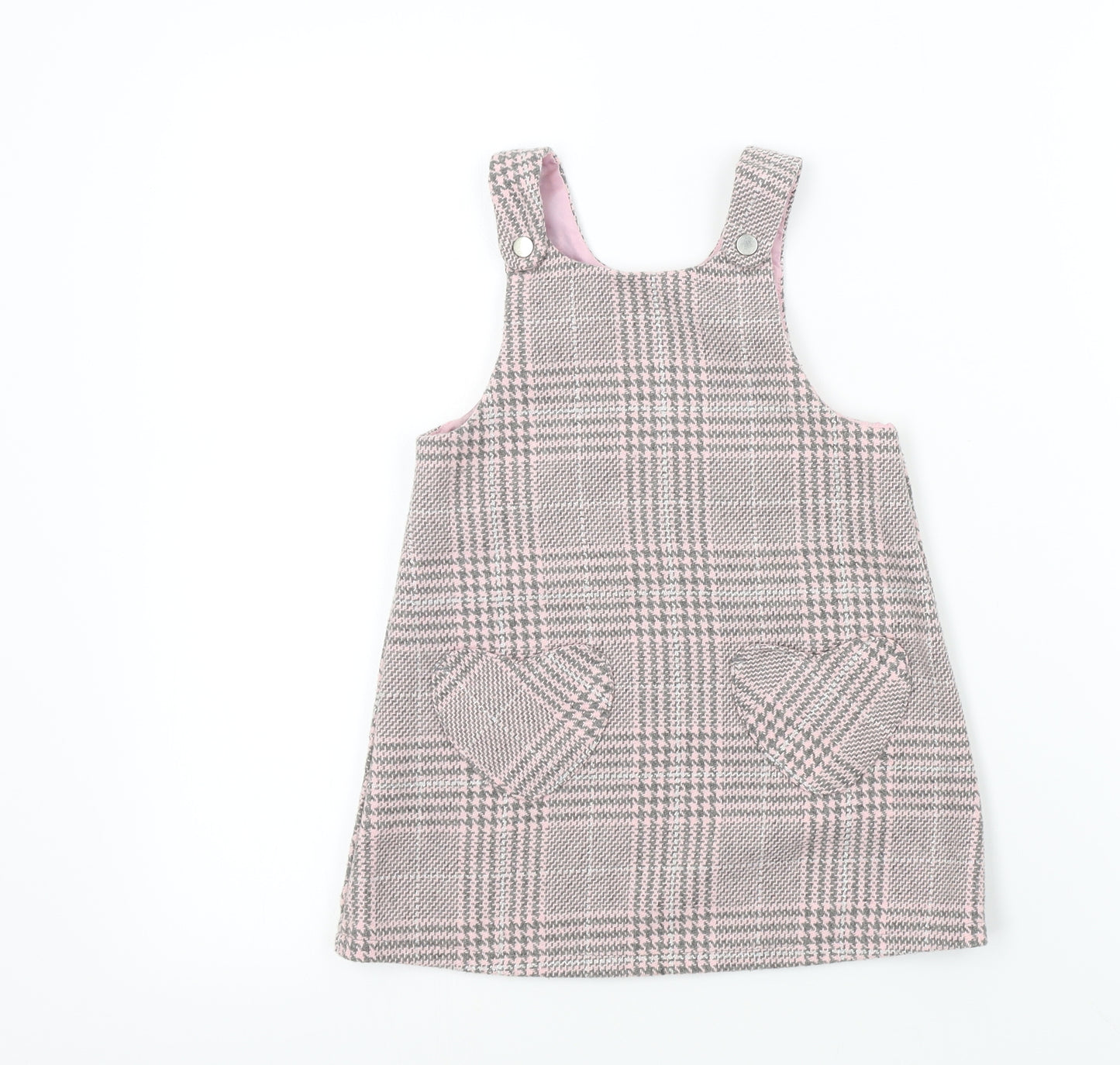 Matalan Girls Pink Geometric  Pinafore/Dungaree Dress  Size 2-3 Years