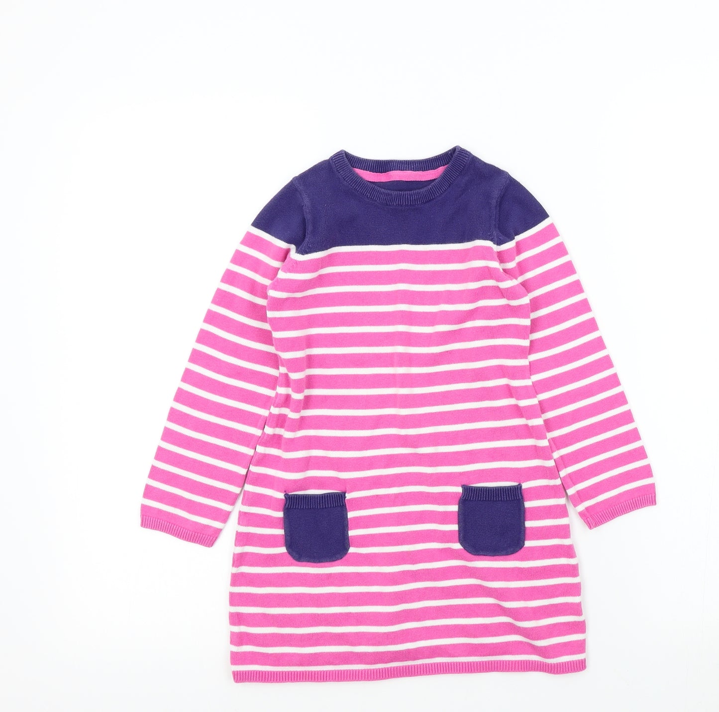 Mothercare Girls Pink Striped  Jumper Dress  Size 5-6 Years
