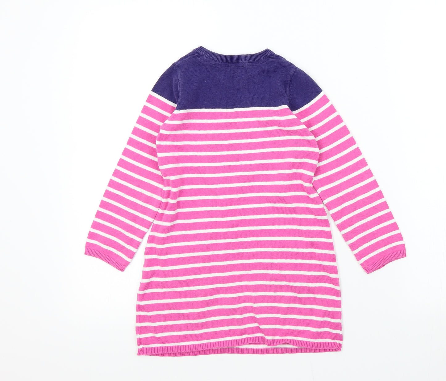 Mothercare Girls Pink Striped  Jumper Dress  Size 5-6 Years