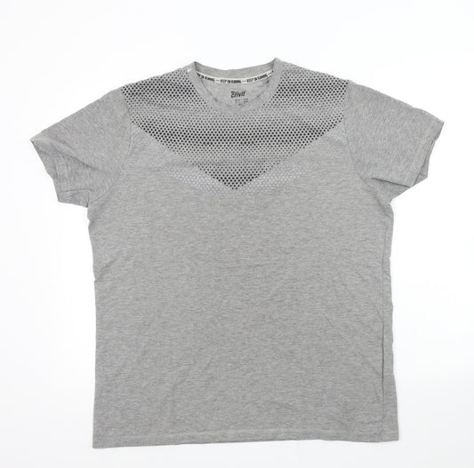 Front view of Crivit men’s grey colourblock t-shirt, size L